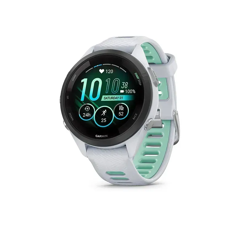 Garmin Forerunner 265S Music Watch in Whitestone/Whitestone/Neo Tropic