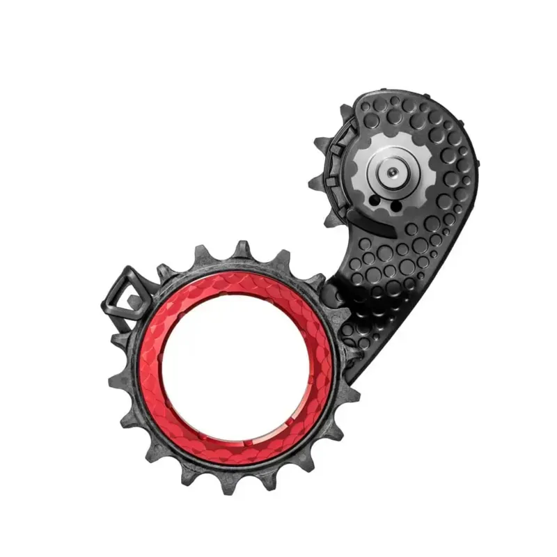 Absolute Black Dura Ace 9200 Carbon-Ceramic Hollow Cage in Red