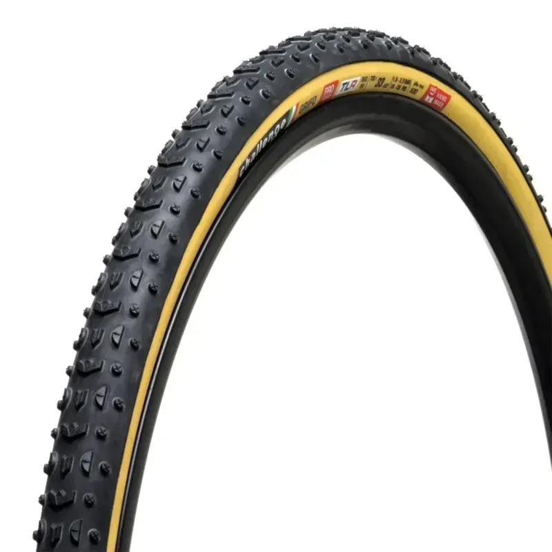 Challenge Grifo 700x33 Handmade TLR CX Tire in Tan