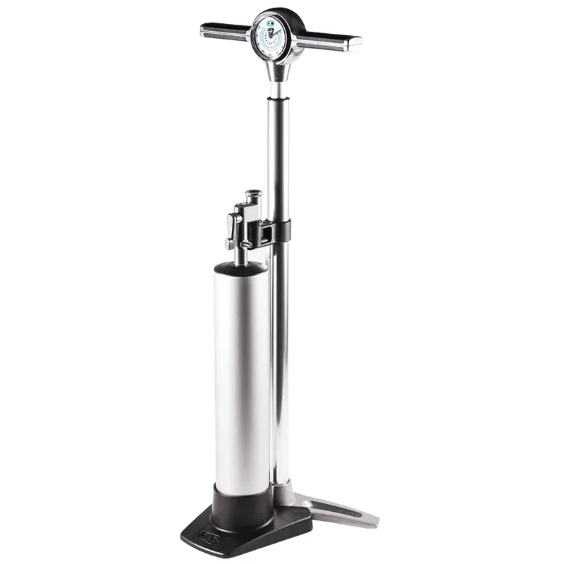 Crankbrothers Klic Analog Floor Pump w/Compression Tank in Silver