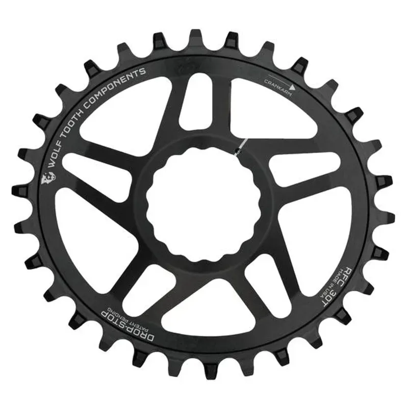Wolf Tooth Elliptical Direct Mount Chainring - 32t SRAM Direct Mount Drop-Stop A For SRAM 3-Bolt Boost Cranksets 3mm Offset Black