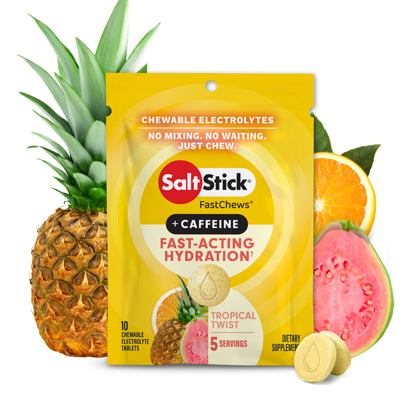 SaltStick FastChews/Caffeine Electrolytes 10-ct 12-box - Tropical Twist