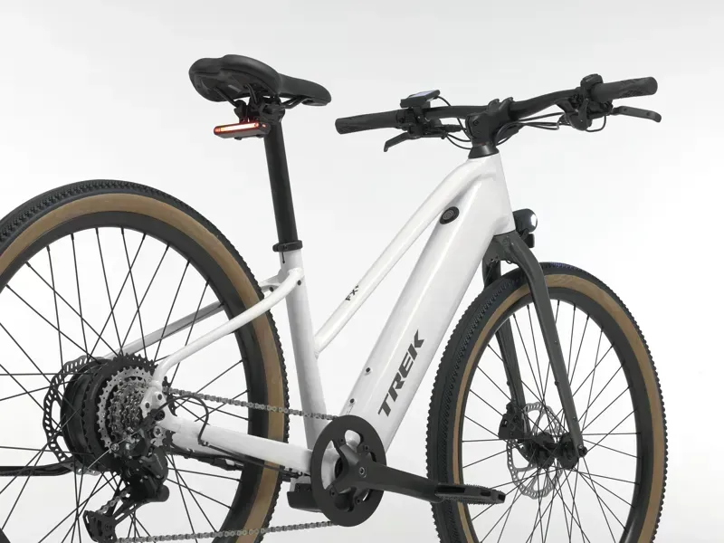 Trek FX+ 1S Midstep E-Bike in Era White-1