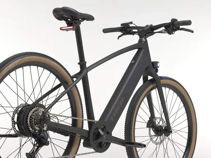 Trek FX+ 1S All Road Step Over Throttle E-Hyrid Bike In Dark Star-1