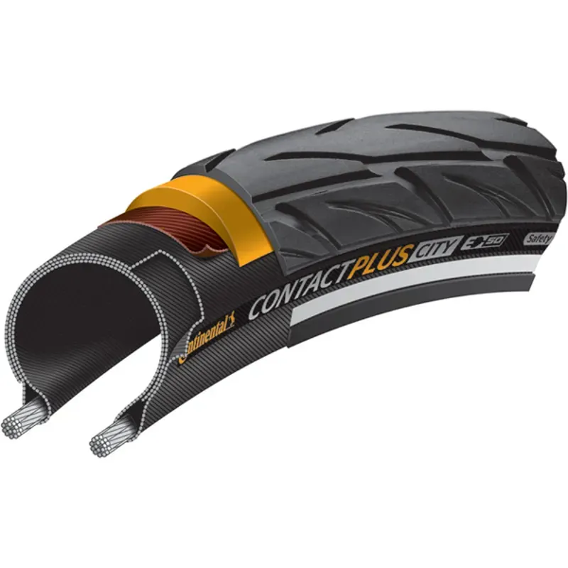 Continental Contact Plus City Tire - 26 x 2.20 Clincher Wire Black/Reflex SafetyPlus Breaker E50