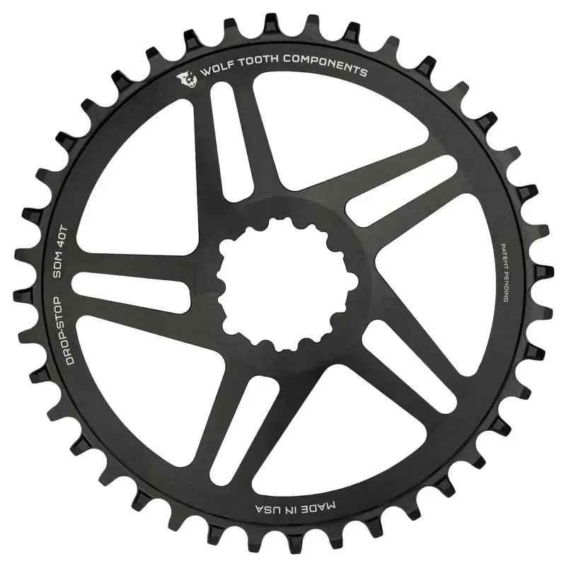 Wolf Tooth Direct Mount Chainring - 42t SRAM Direct Mount For SRAM 3-Bolt 6mm Offset Drop-Stop B Flattop Compatible Black
